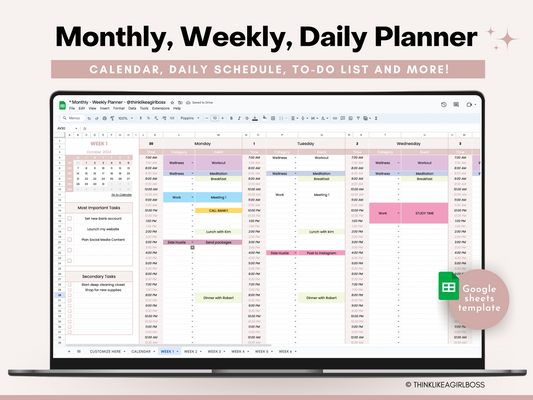 Monthly Planner - V1 Pink