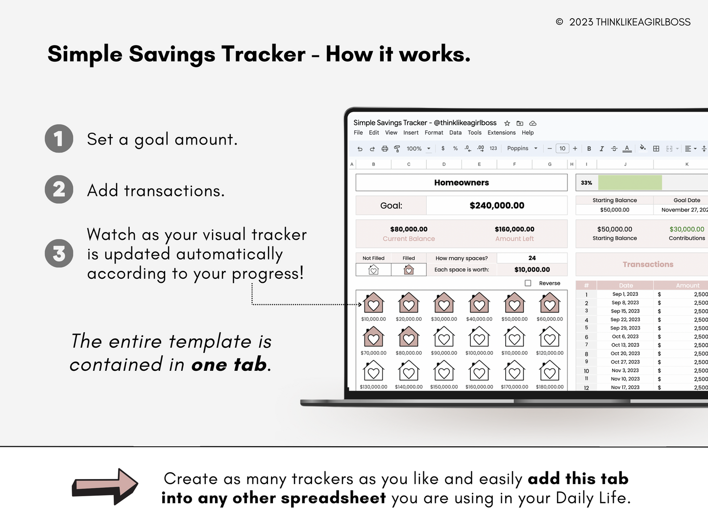 Simple Savings Tracker - Pink - V1