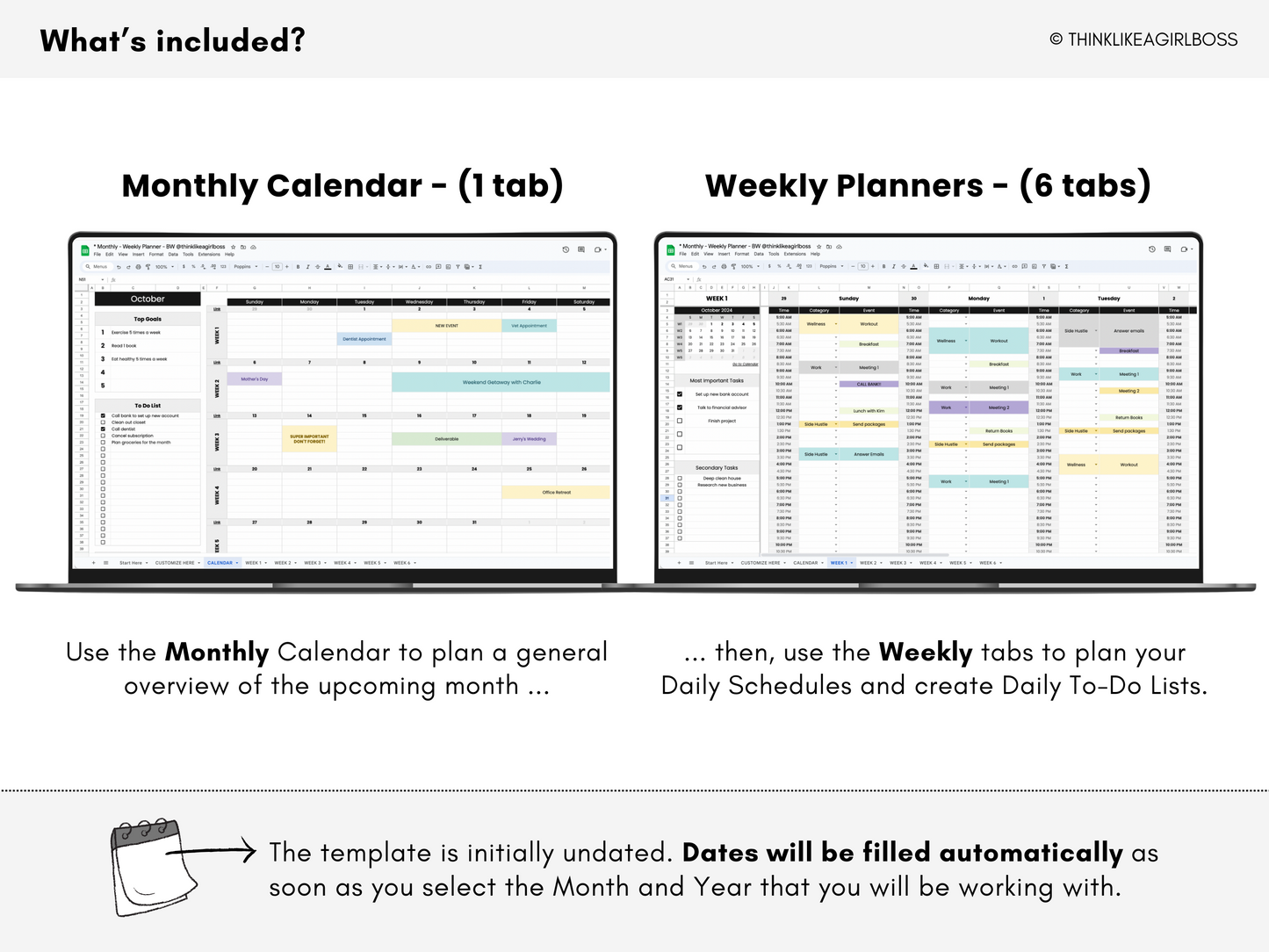 Monthly Planner - V1 Black & White