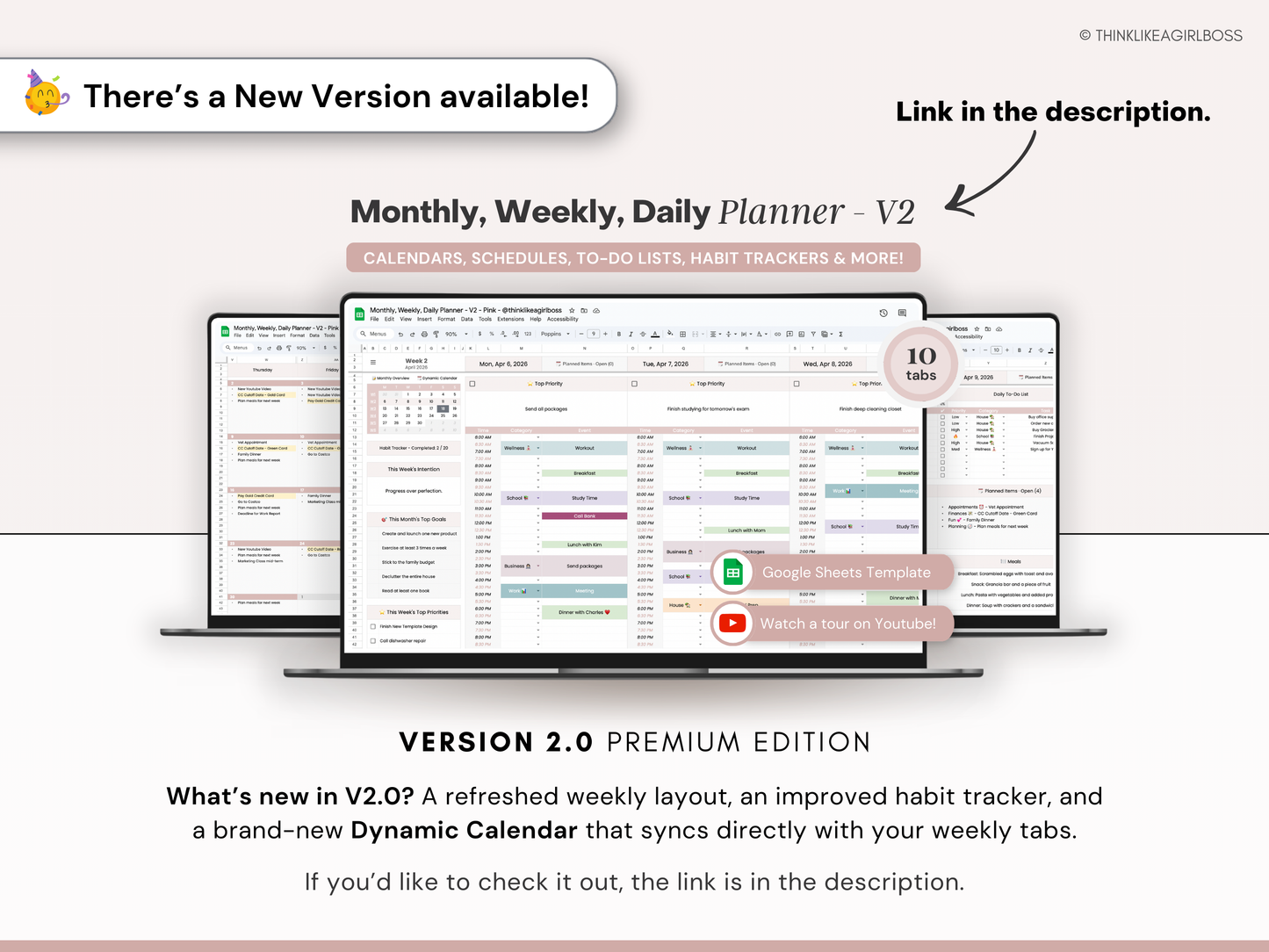 Monthly Planner - V1 Pink