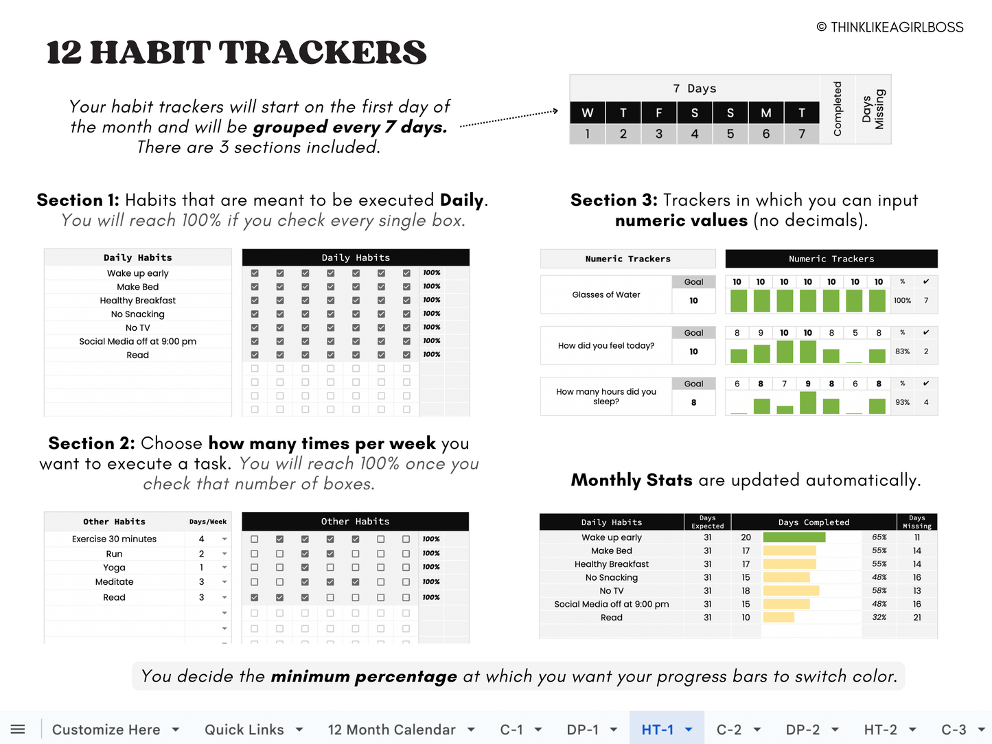 Digital Annual Planner - V1 Black and White