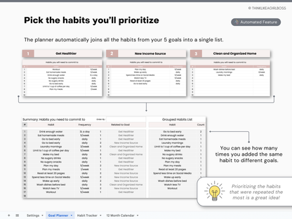 Goal Planner & Habit Tracker - V1 Pink