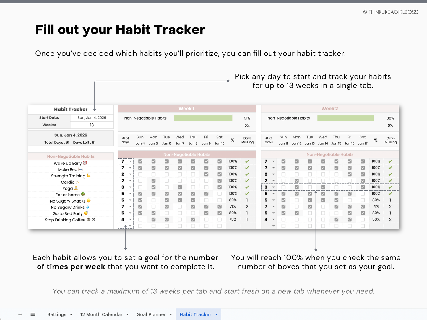 Goal Planner & Habit Tracker - V1 Pink