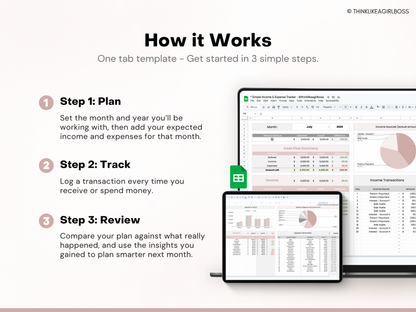 Simple Income and Expense Tracker - Pink - V1