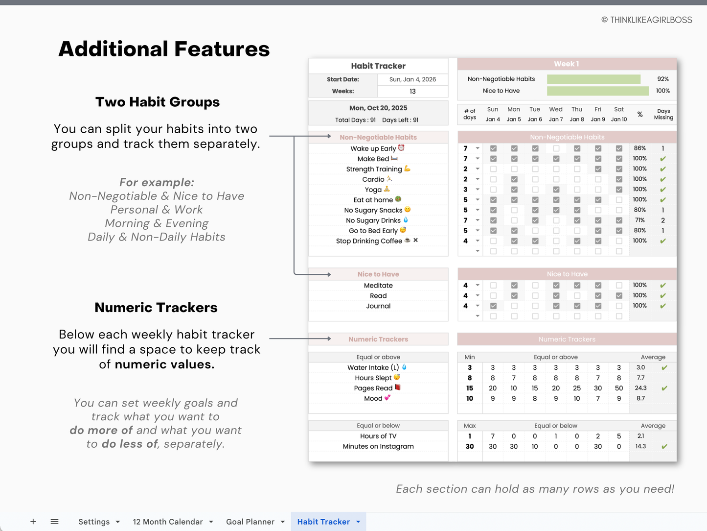 Goal Planner & Habit Tracker - V1 Pink