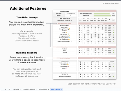 Goal Planner & Habit Tracker - V1 Pink