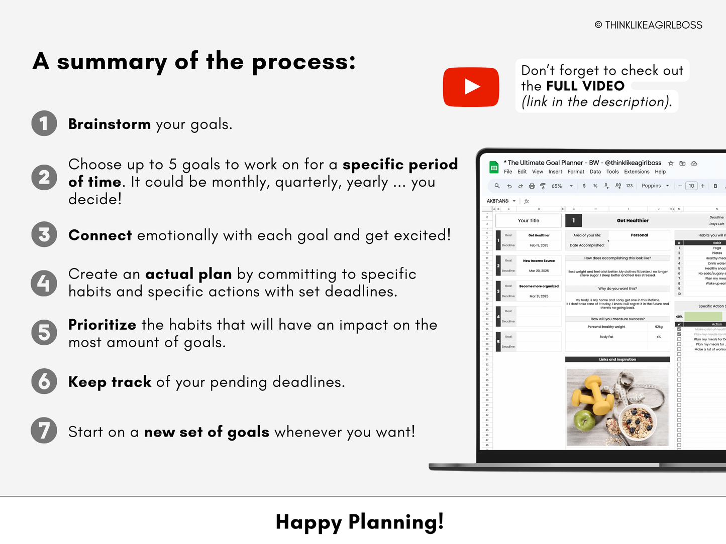 The Ultimate Goal Planner - V1 Black & White