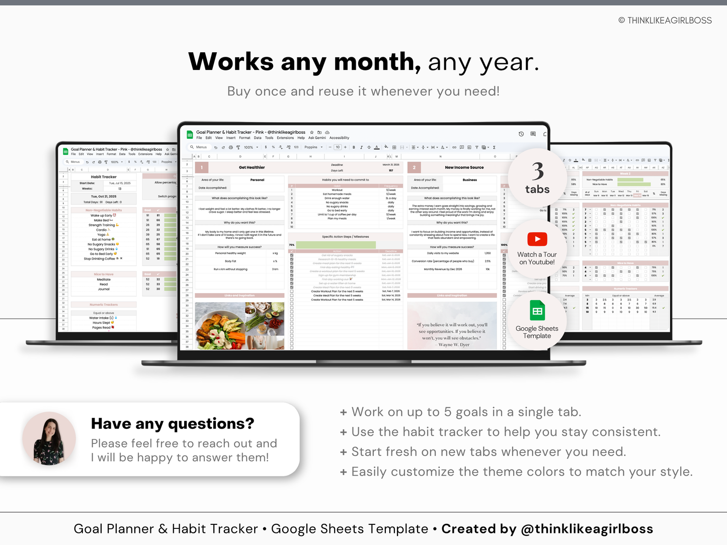 Goal Planner & Habit Tracker - V1 Pink