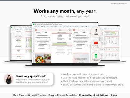 Goal Planner & Habit Tracker - V1 Pink
