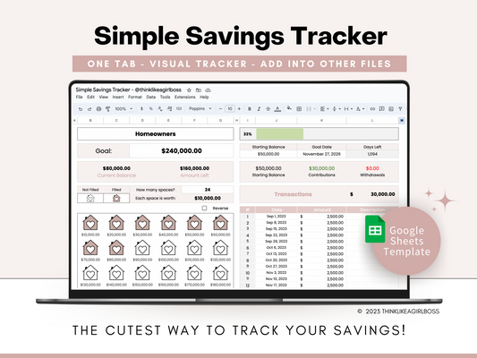 Simple Savings Tracker - Pink - V1