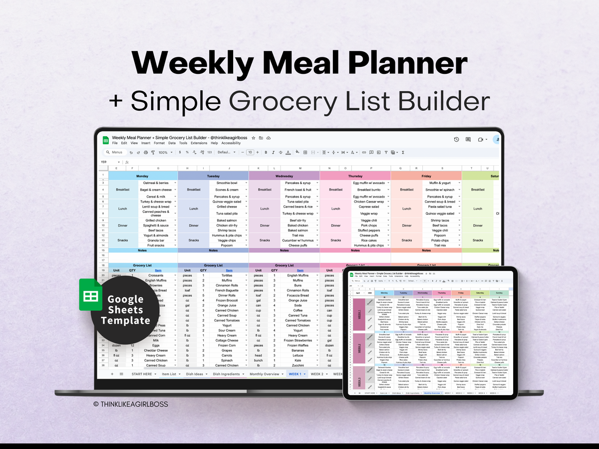 Meal Planner - V2 Extended Version – Think Like A Girl Boss