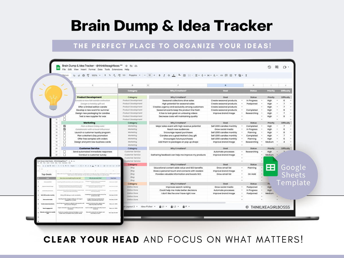 Brain Dump & Idea Tracker - V1 – Think Like A Girl Boss