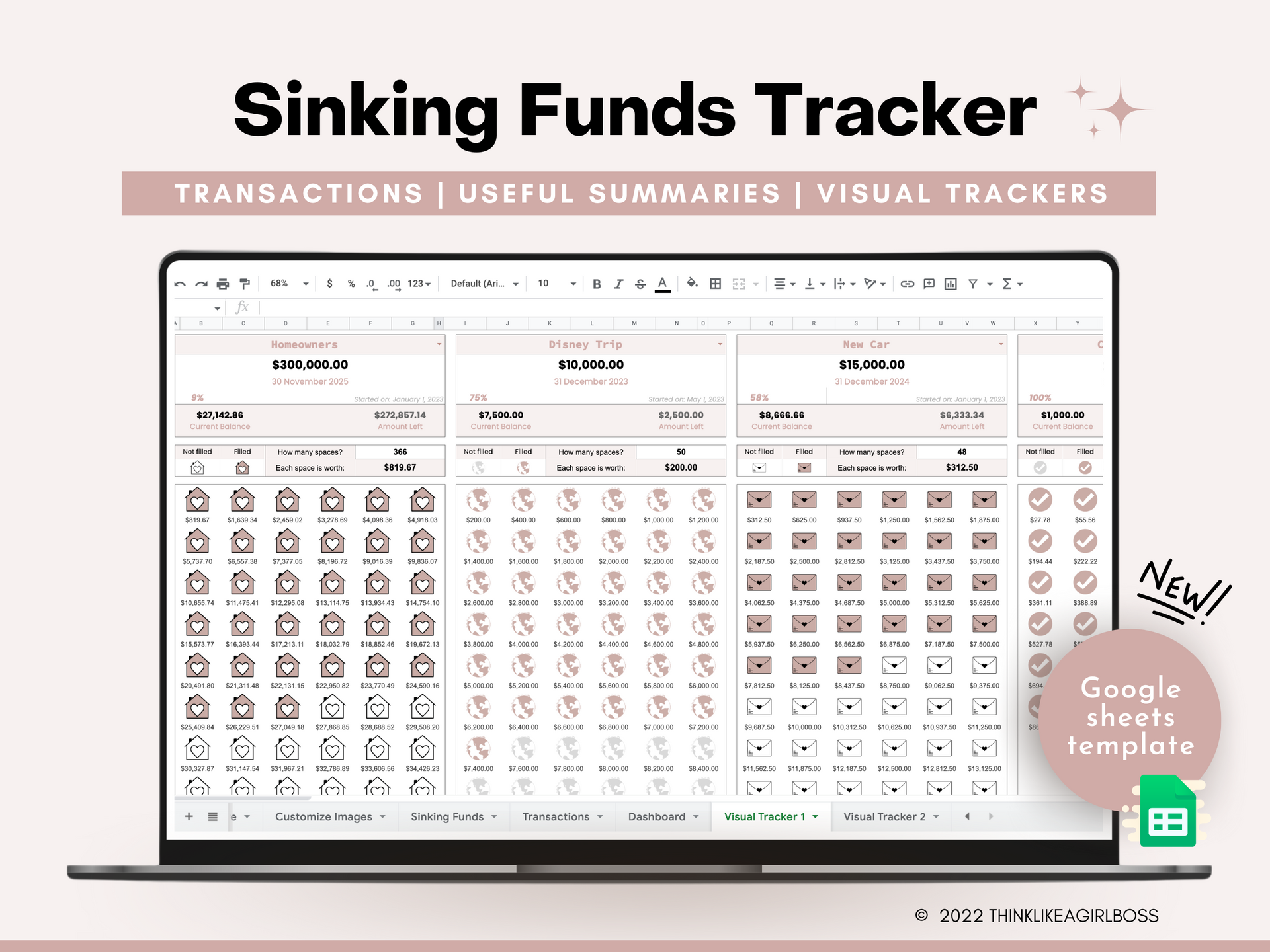 Sinking Funds Spreadsheet - V1 Pink – Think Like A Girl Boss