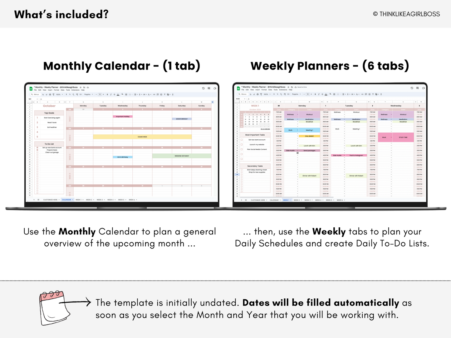 Monthly Planner - V1 Pink