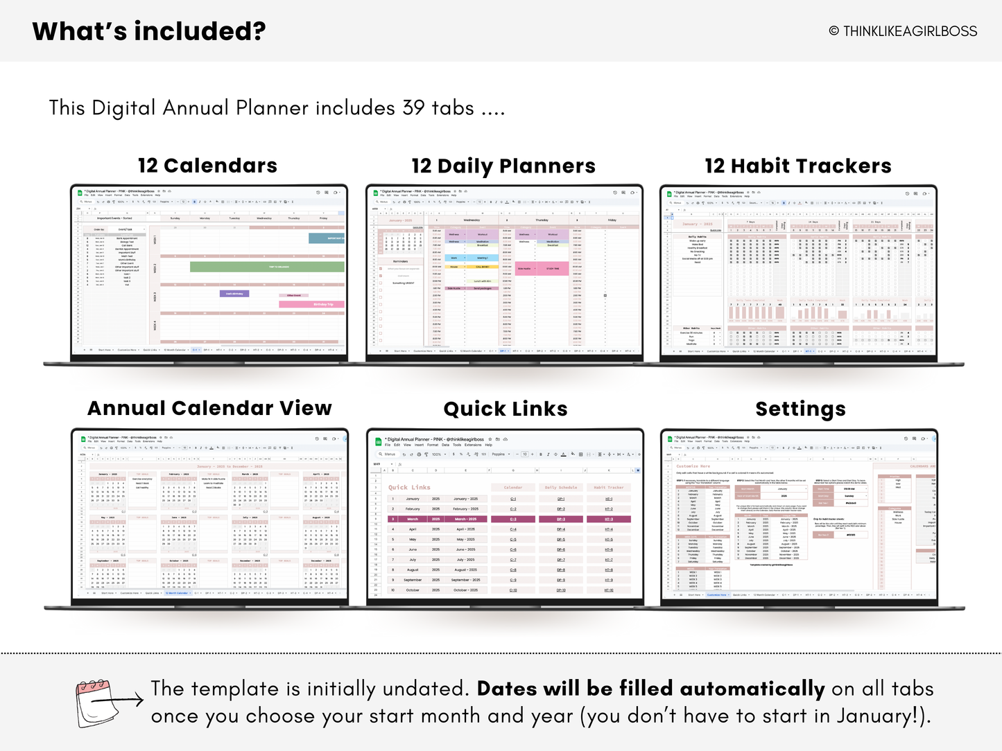 Digital Annual Planner - V1 Pink