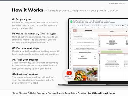 Goal Planner & Habit Tracker - V1 Pink