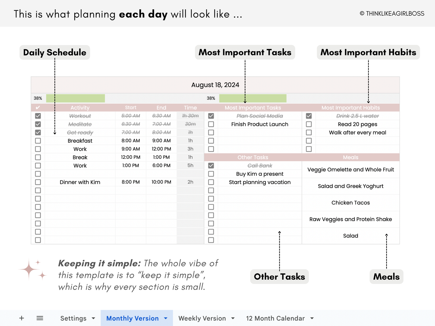 Simple Daily Planner - V1 Pink