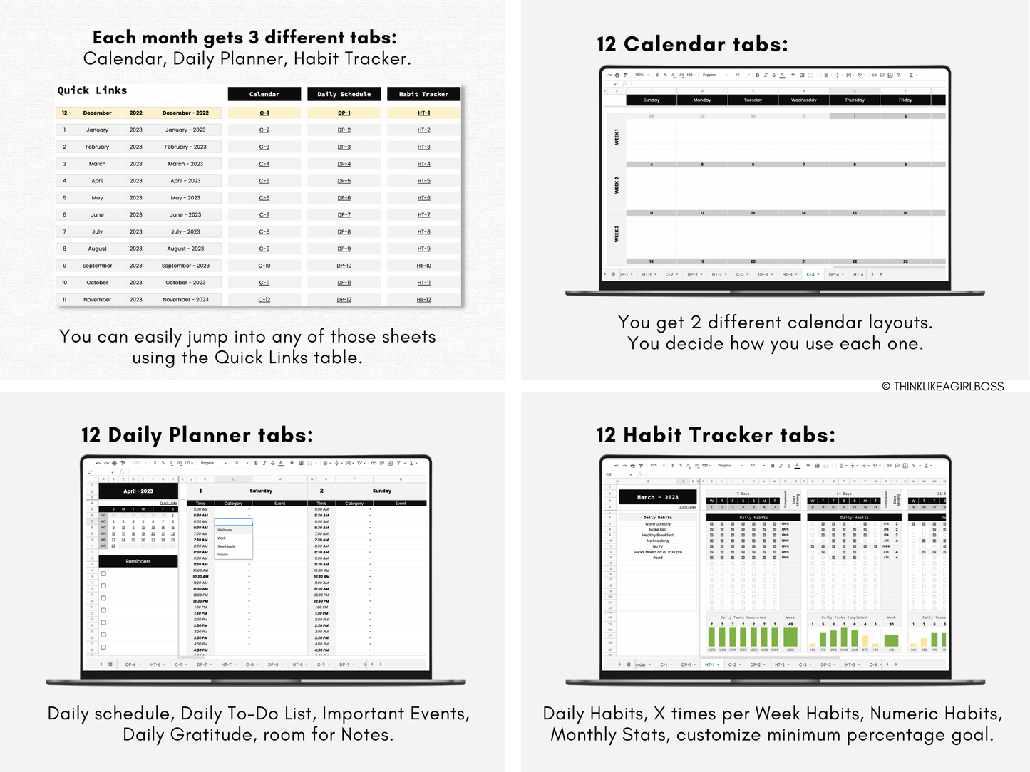 Digital Annual Planner - V1 Black and White