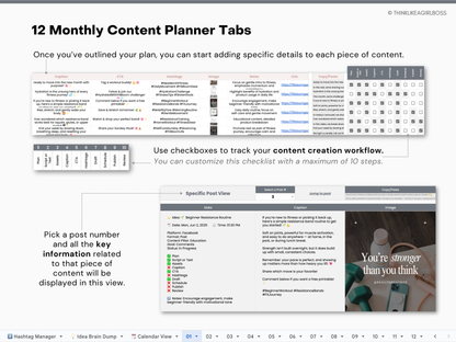 12 Month Social Media Content Planner - V1 Pink