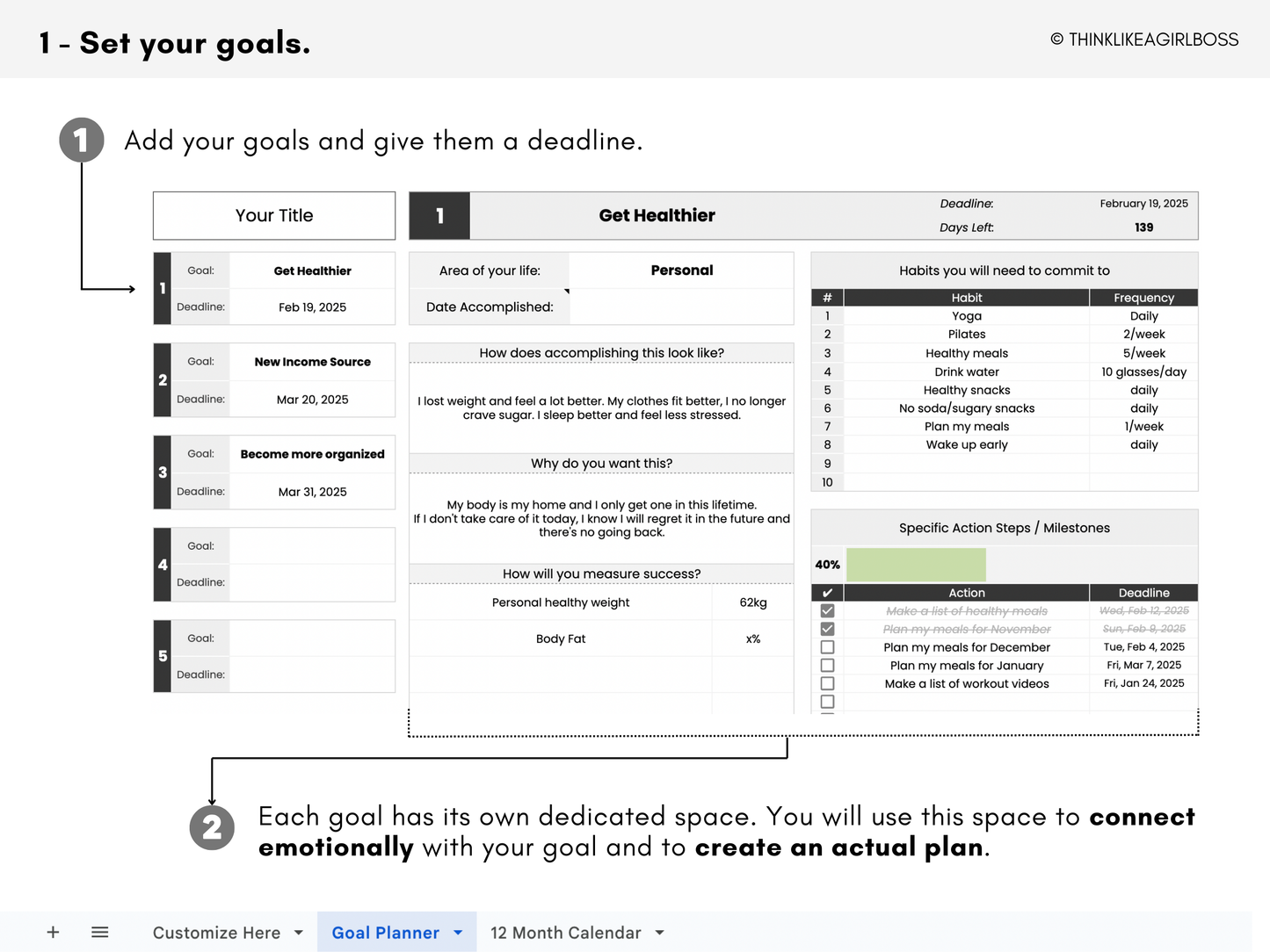 The Ultimate Goal Planner - V1 Black & White