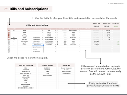 Monthly Budget Spreadsheet - V2 Pink