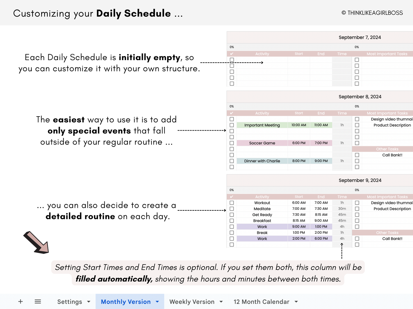 Simple Daily Planner - V1 Pink