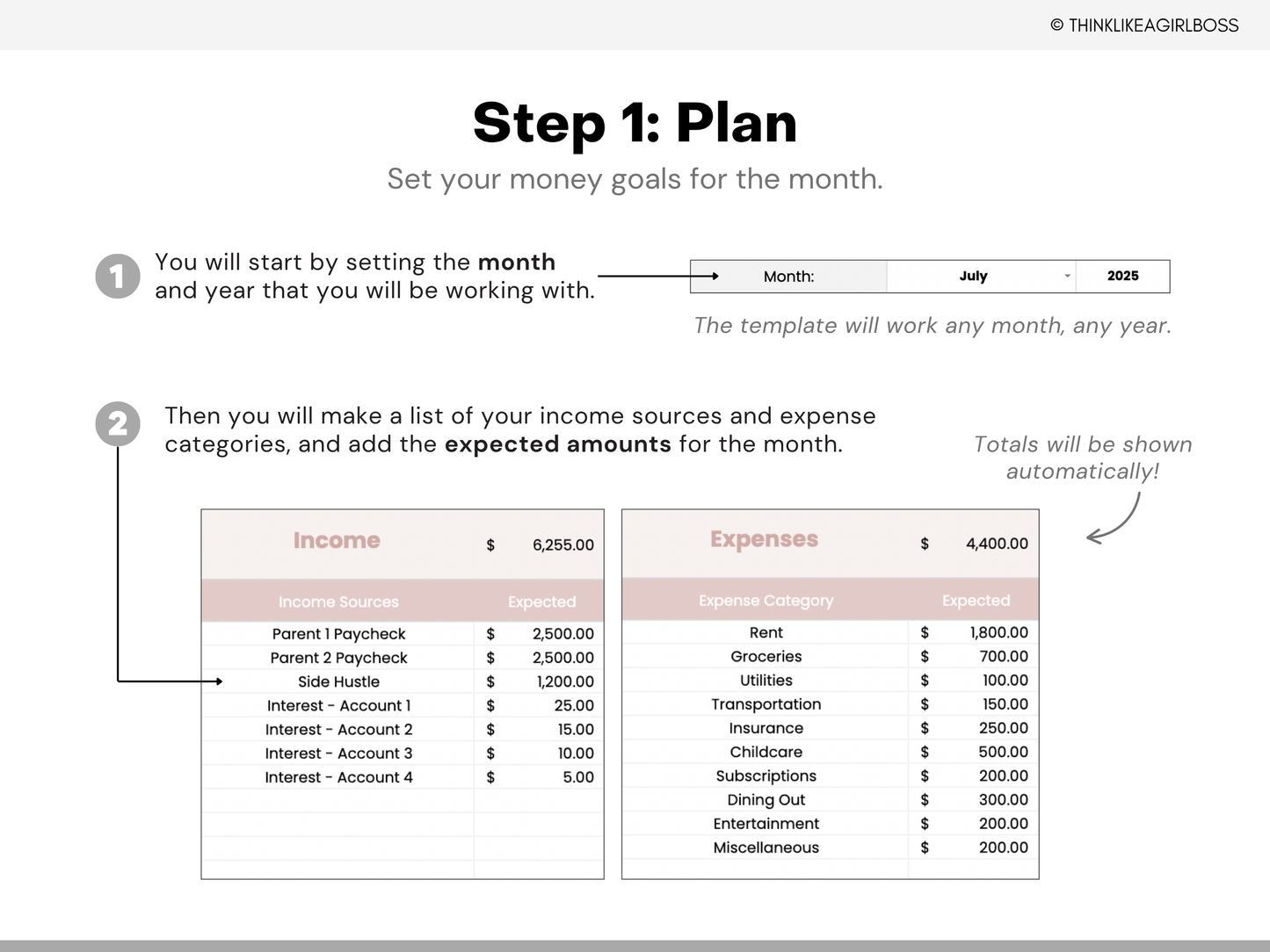 Simple Income and Expense Tracker - Pink - V1
