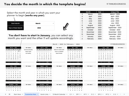 Digital Annual Planner - V1 Black and White