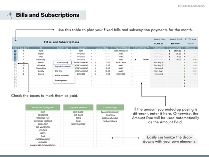 Monthly Budget Spreadsheet - V2 - Blue
