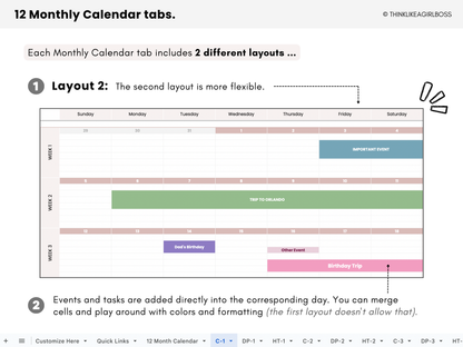 Digital Annual Planner - V1 Pink