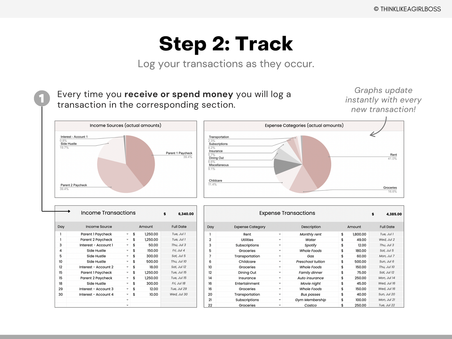 Simple Income and Expense Tracker - Pink - V1