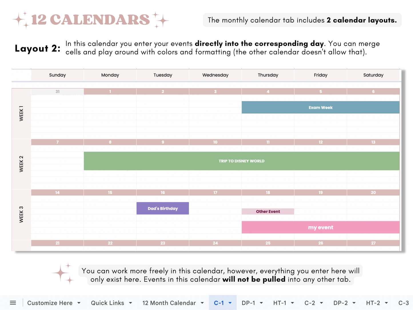 Digital Annual Planner - V1 Pink