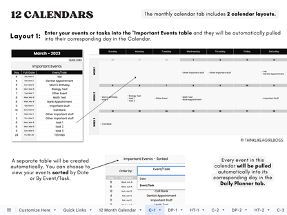 Digital Annual Planner - V1 Black and White