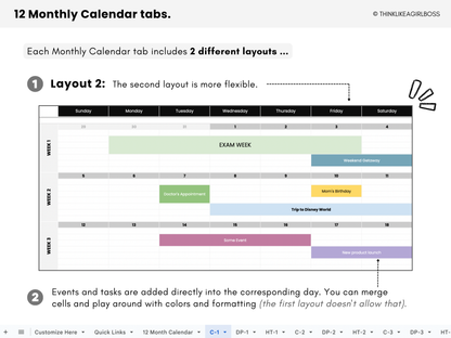 Digital Annual Planner - V1 Black and White