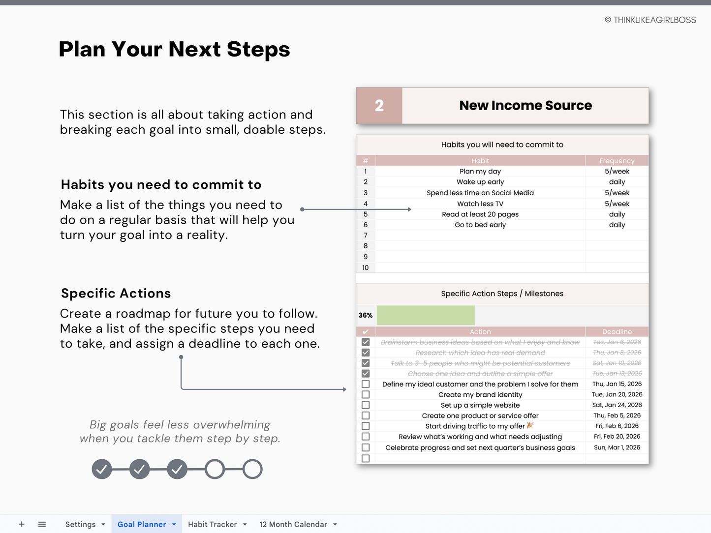 Goal Planner & Habit Tracker - V1 Pink