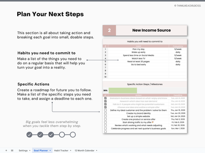 Goal Planner & Habit Tracker - V1 Pink