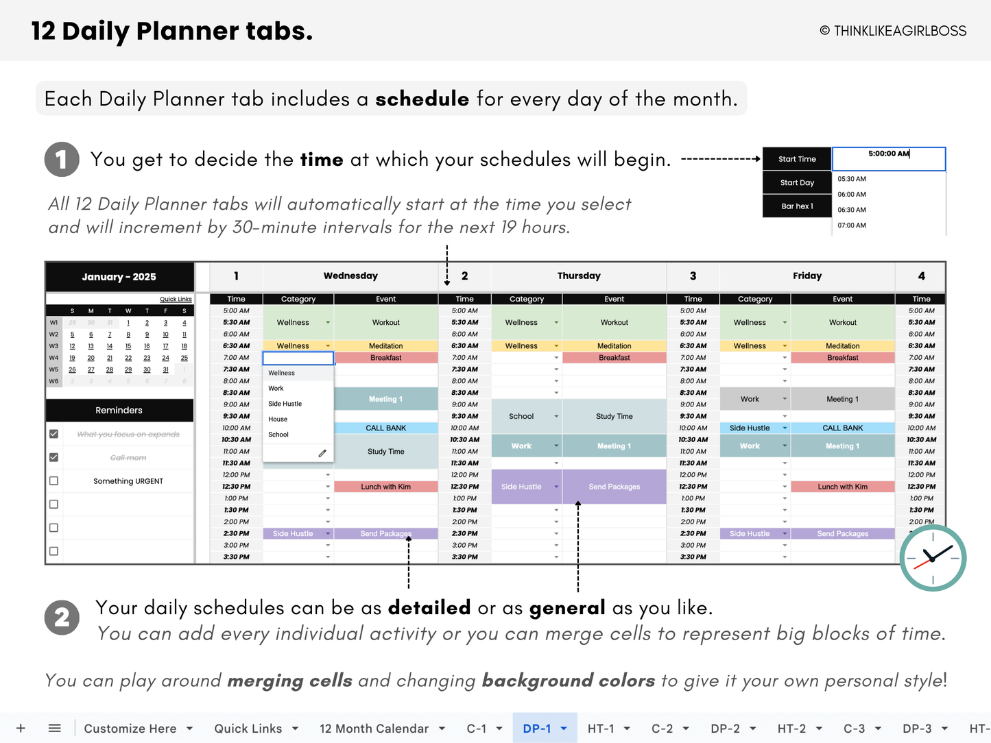 Digital Annual Planner - V1 Black and White