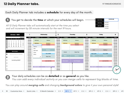 Digital Annual Planner - V1 Black and White