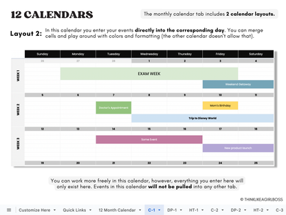 Digital Annual Planner - V1 Black and White