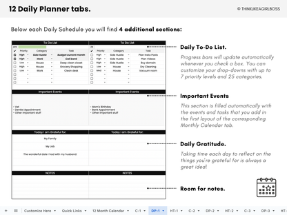 Digital Annual Planner - V1 Black and White