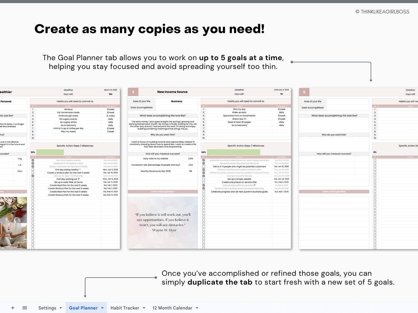 Goal Planner & Habit Tracker - V1 Pink