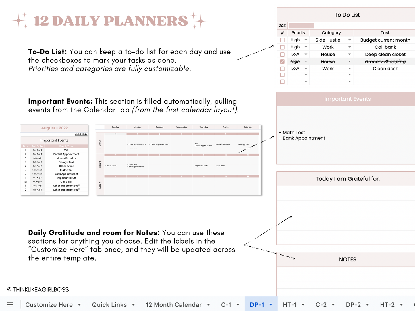 Digital Annual Planner - V1 Pink