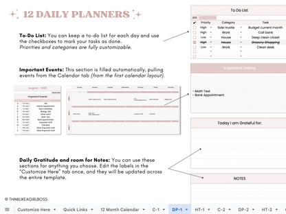 Digital Annual Planner - V1 Pink