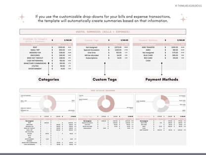 Monthly Budget Spreadsheet - V2 Pink