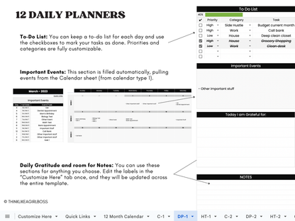 Digital Annual Planner - V1 Black and White