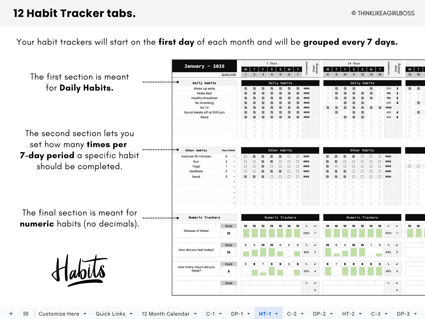 Digital Annual Planner - V1 Black and White