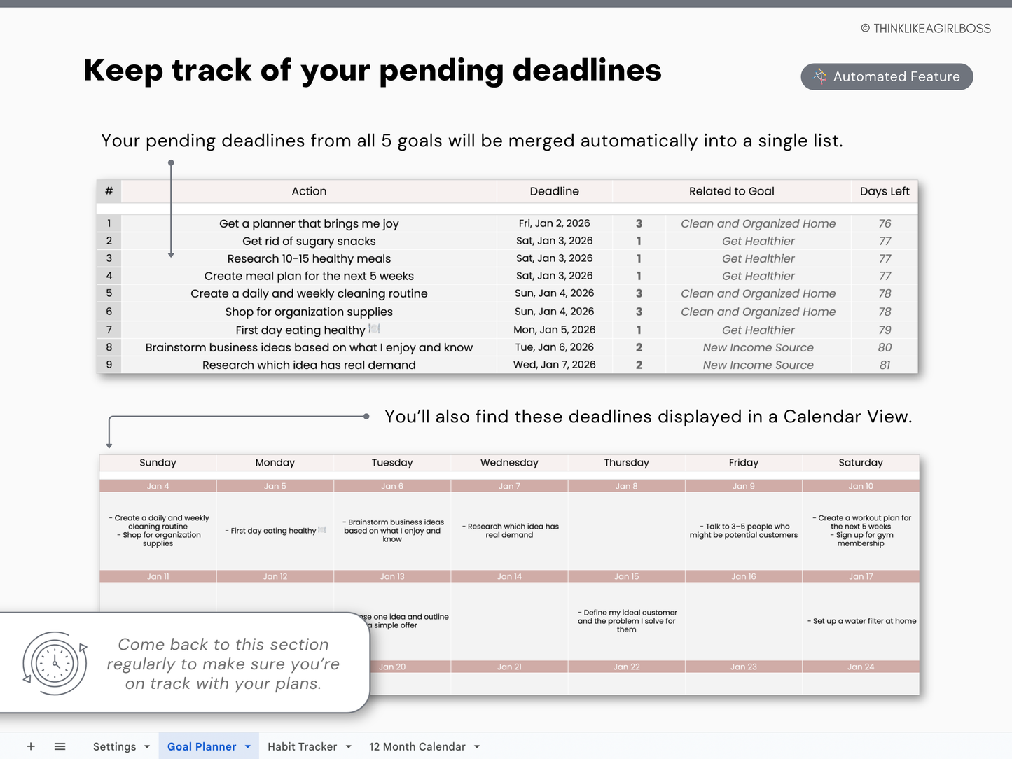 Goal Planner & Habit Tracker - V1 Pink