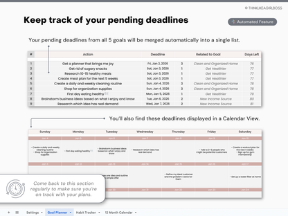 Goal Planner & Habit Tracker - V1 Pink