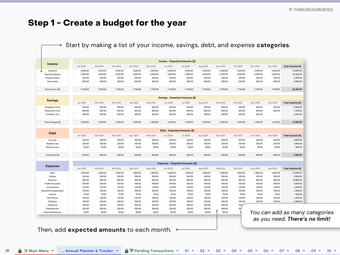 Annual Budget Spreadsheet - V1