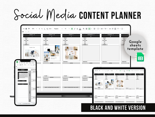 Monthly Social Media Content Planner - Black